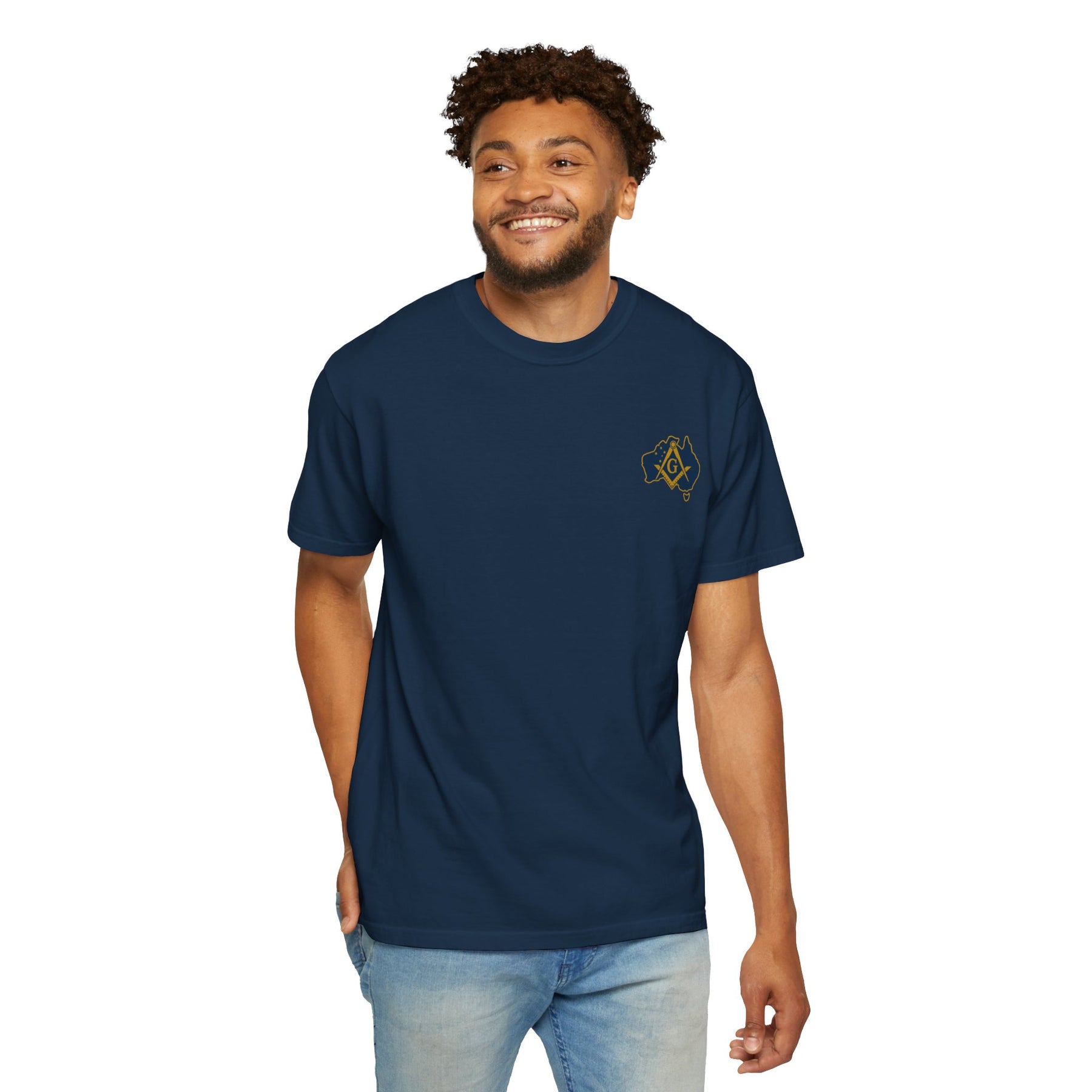 Master Mason Blue Lodge Australia Jurisdiction T-Shirt - Mason Garment-Dyed Tee - Bricks Masons