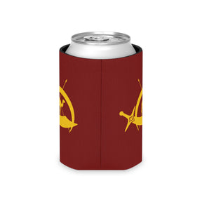 DOKO Can Cooler - Maroon & Yellow Polyester Exterior - Bricks Masons