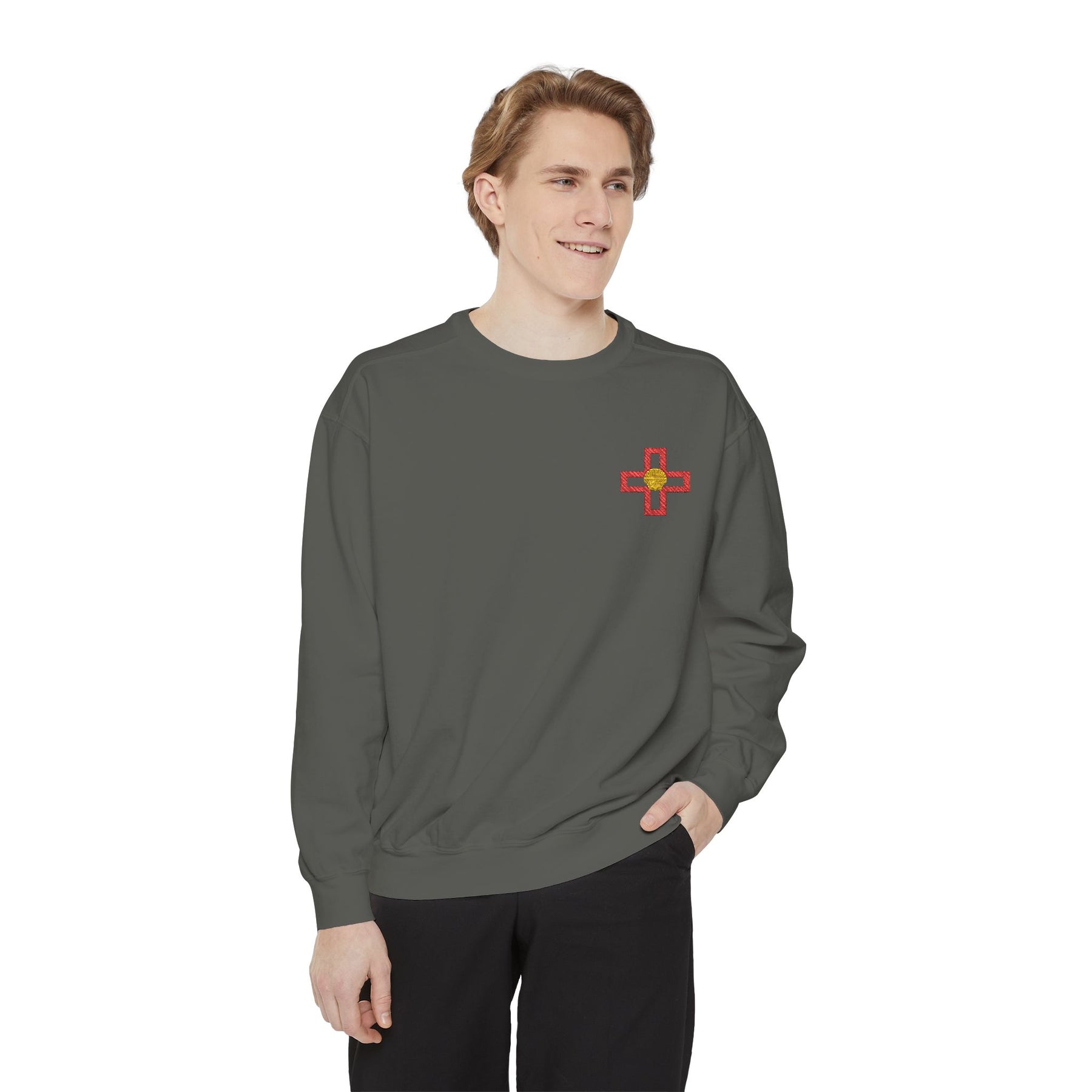 St. Thomas of Acon Sweatshirt - Embroidered Red Cross of Acon - Bricks Masons