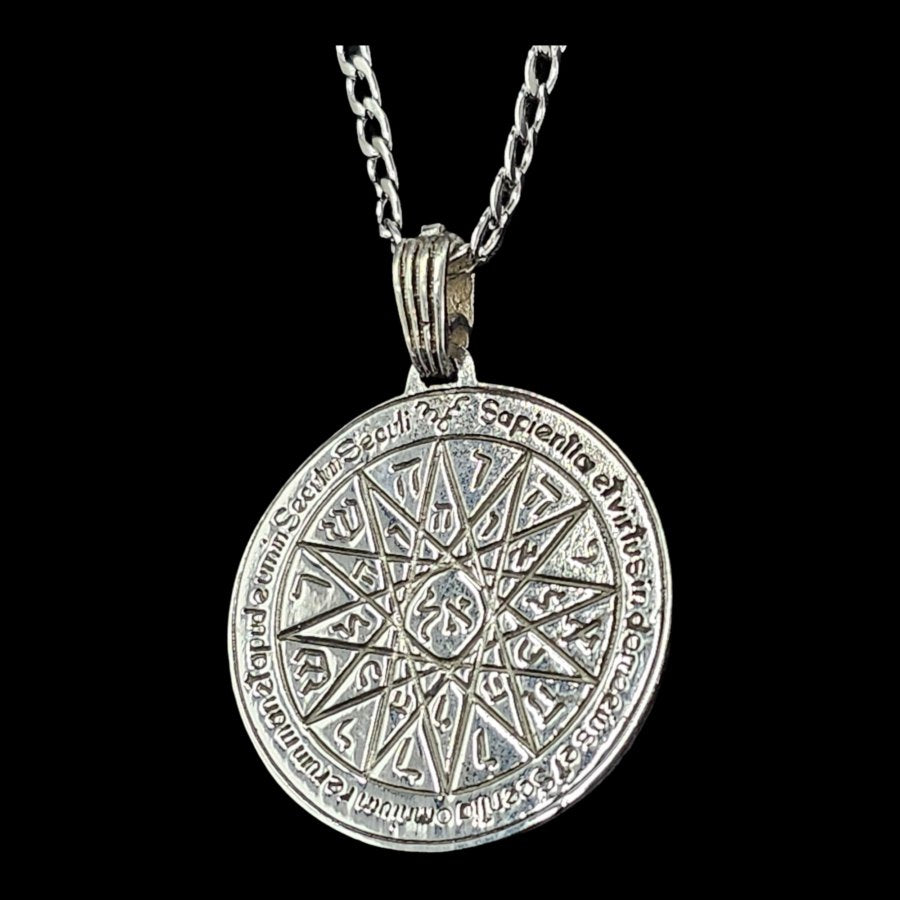 Solomon Pendant Fourth Pentacle consecrated to Mercury 3 cm 9 g in Silver 44 Seals of Solomon Art 1488 - Bricks Masons