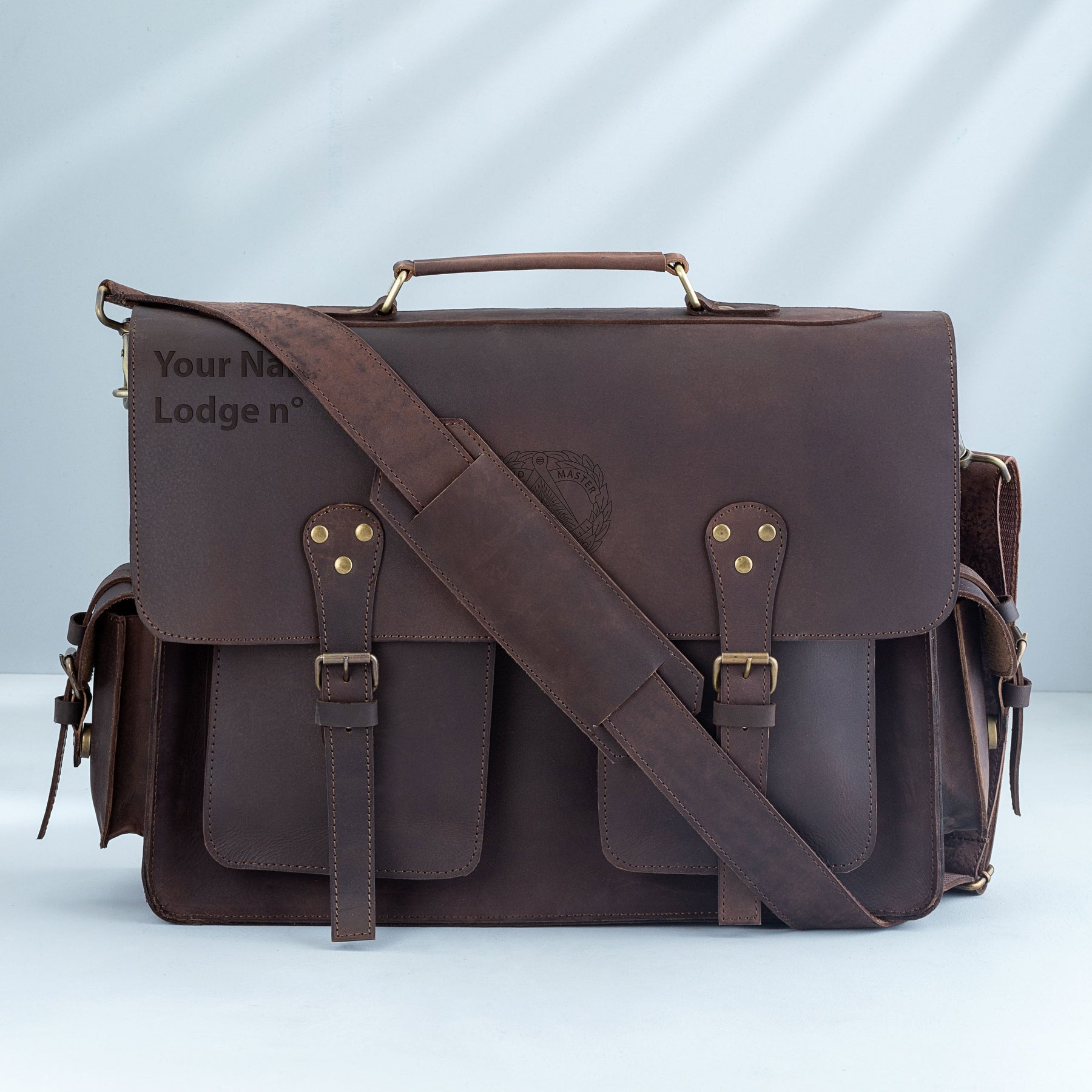 Grand Master Briefcase - Handmade Leather - Bricks Masons