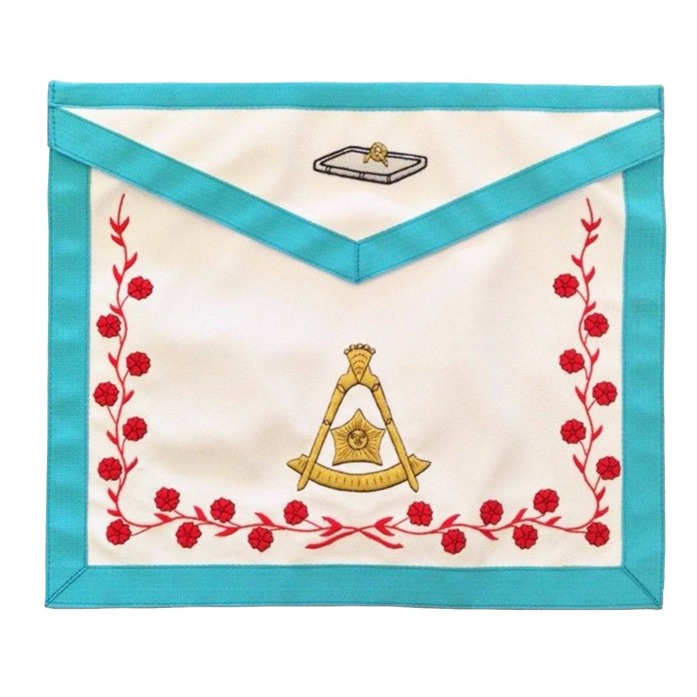 14th Degree Scottish Rite Apron - White & Sky Blue Borders - Bricks Masons