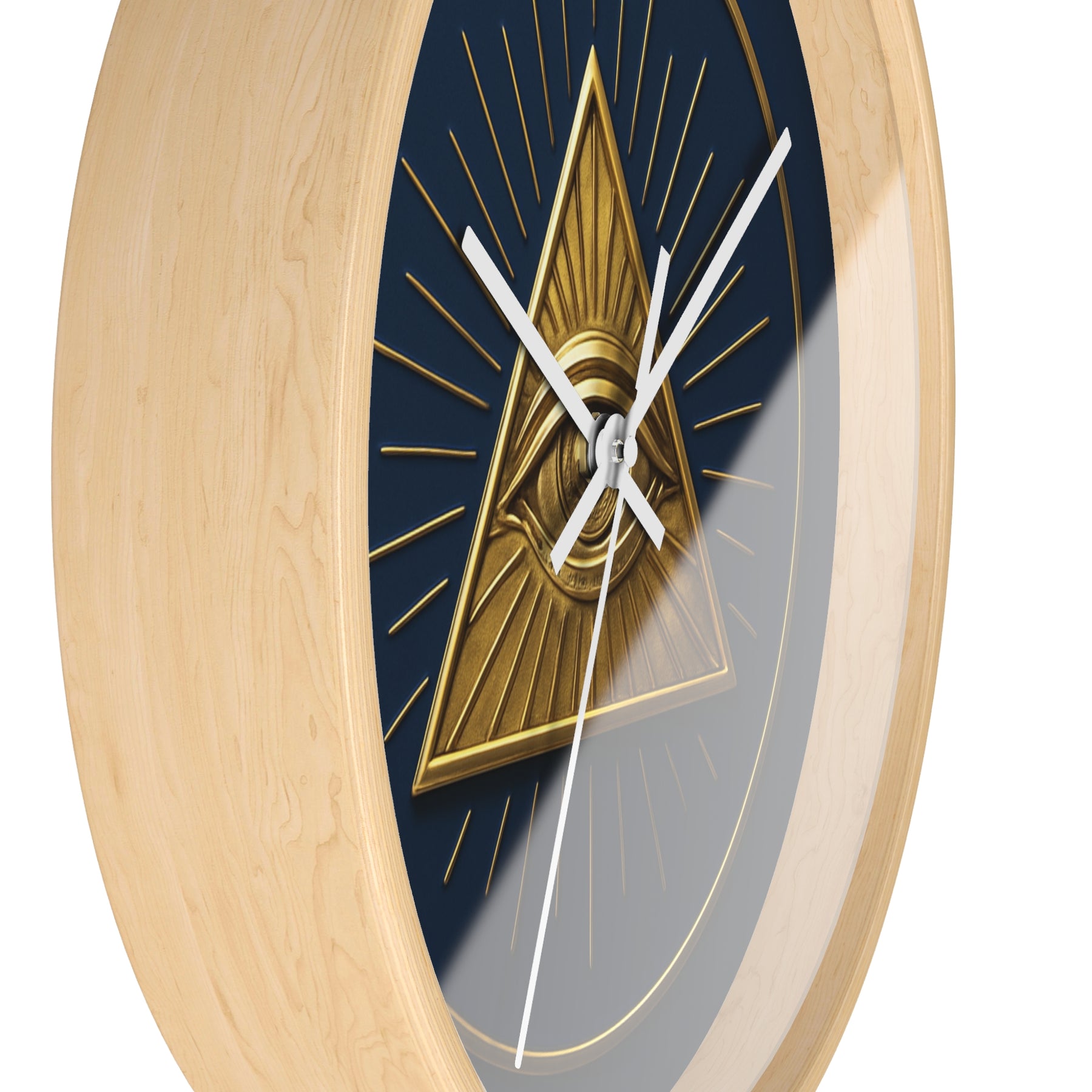 Eye of Providence Clock - Pyramid with All Seeing Eye Design on Wooden Frame - Bricks Masons
