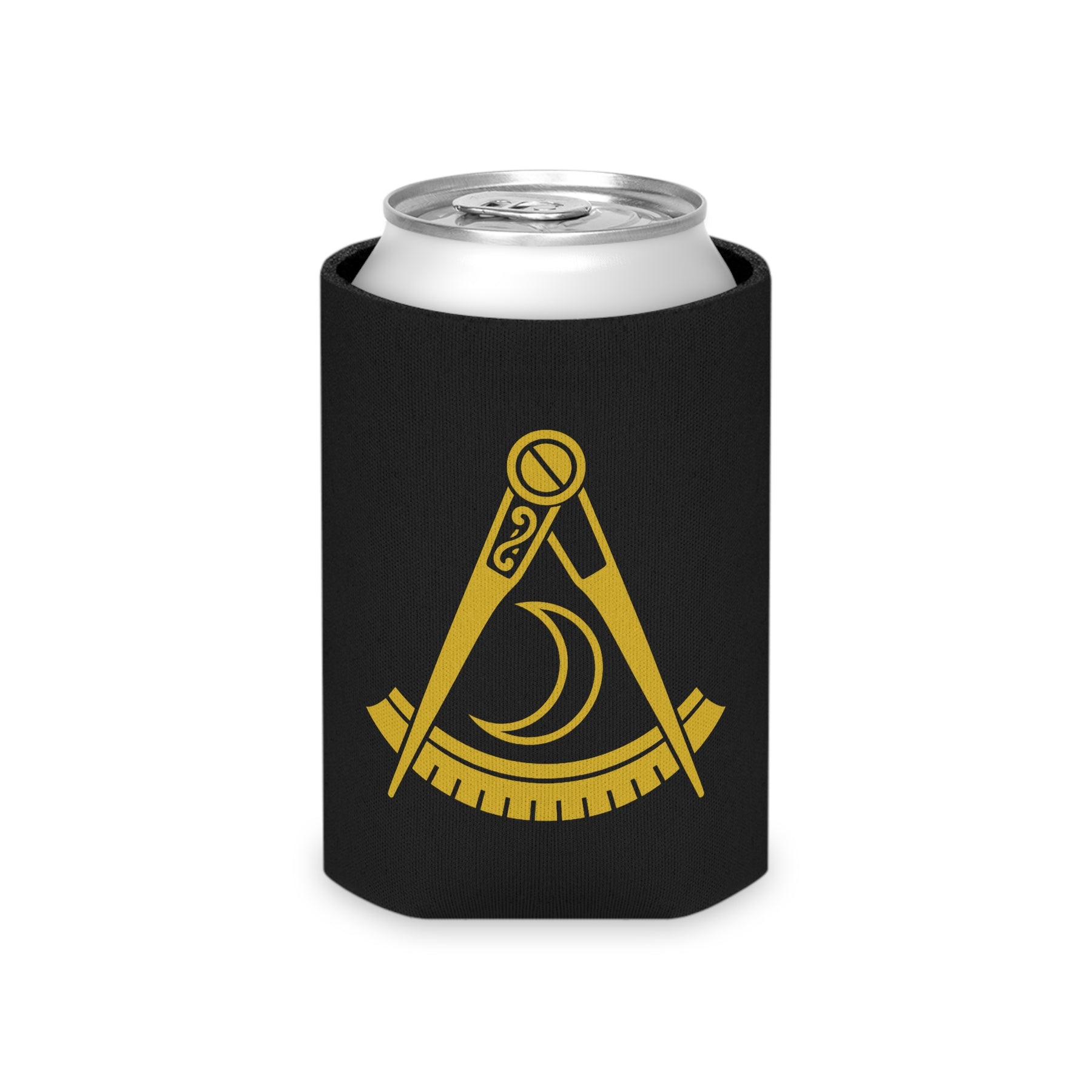 District Deputy Grand Master Blue Lodge Can Cooler - Black & Gold Square & Compass - Bricks Masons
