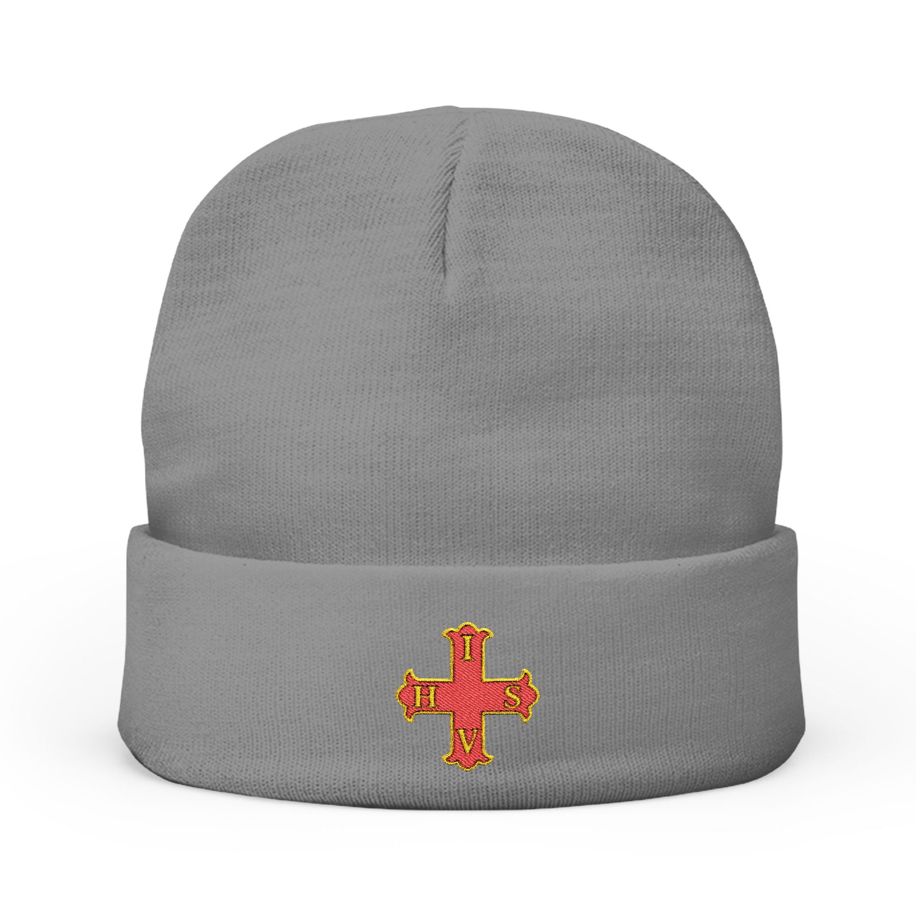 Red Cross of Constantine Beanie - Knit Embroidery Emblem - Bricks Masons