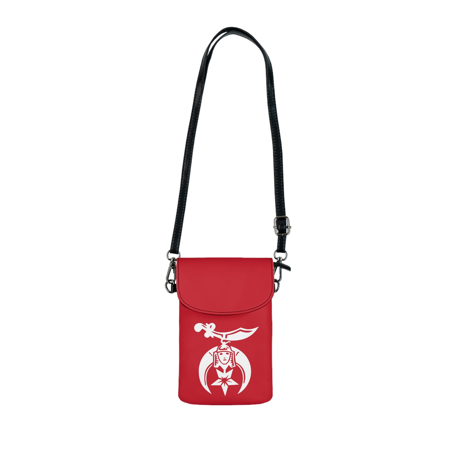 Shriners Cell Phone Wallet - Red Microfiber Leather With Adjustable Strap - Bricks Masons