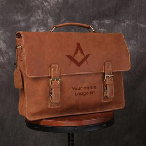 Master Mason Blue Lodge Briefcase - Handmade Leather