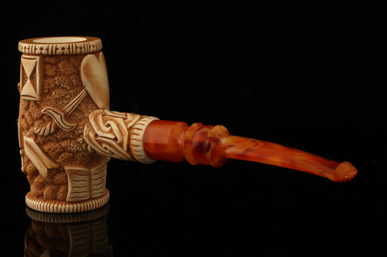 Master Mason Blue Lodge Meerschaum Pipe - Handcrafted Mason Gavel Shape - Bricks Masons