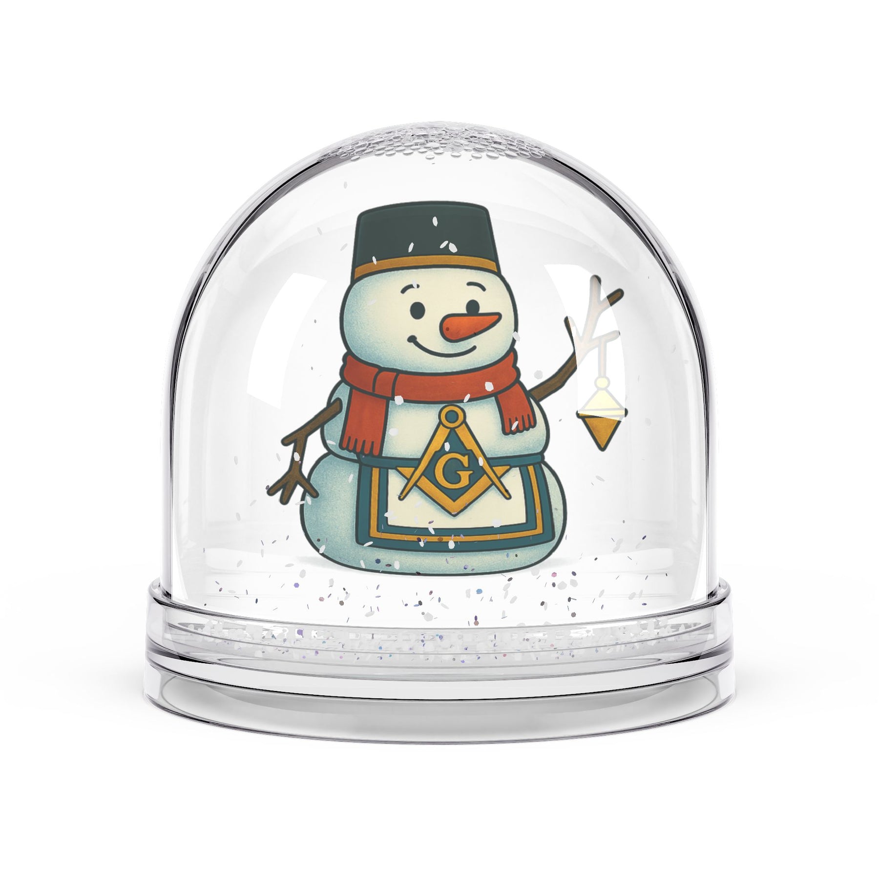 Master Mason Blue Lodge Snow Globe - Square & Compass G Motif - Bricks Masons