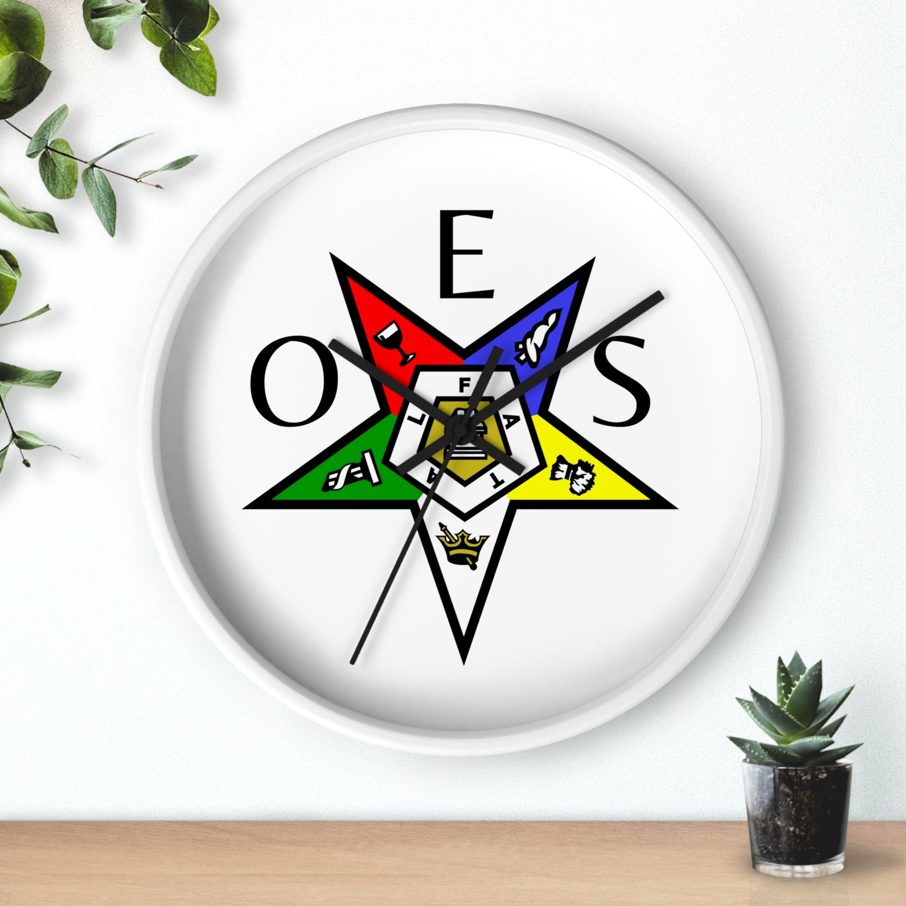 OES Clock - Colorful Star Emblem - Bricks Masons