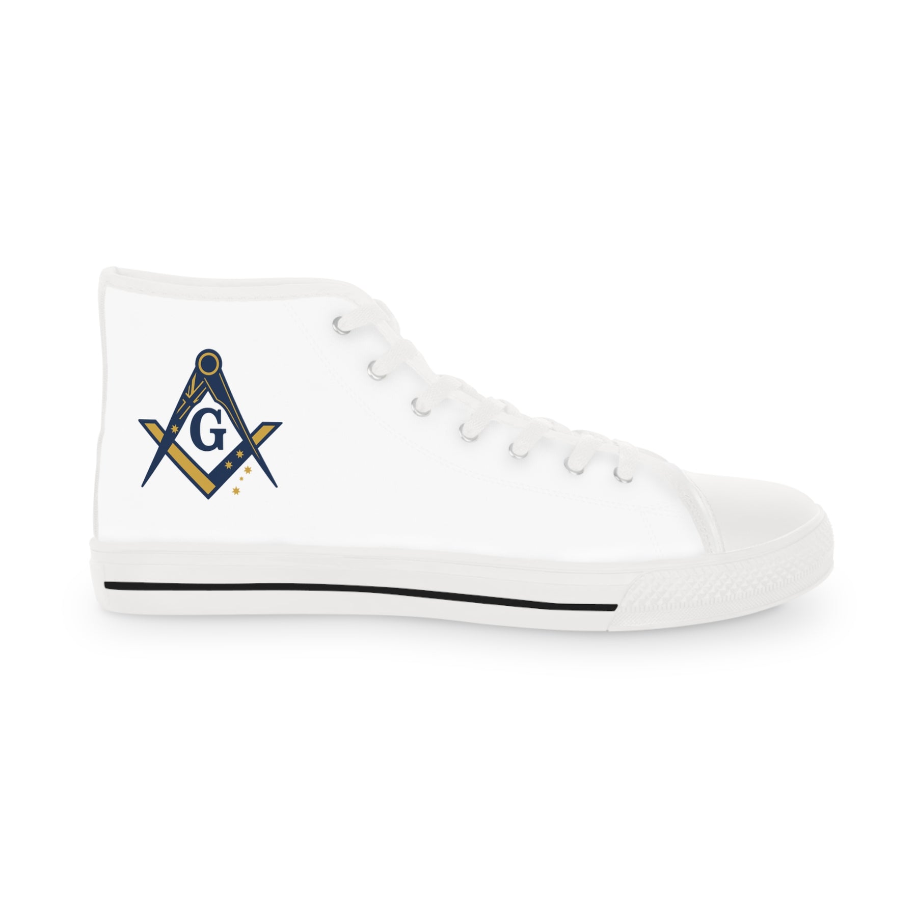 Master Mason Blue Lodge Australia Jurisdiction Sneaker - High Top Black & White S&C G - Bricks Masons