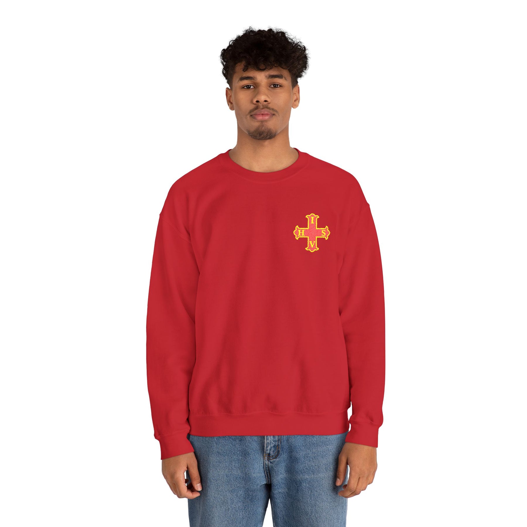 Red Cross of Constantine Sweatshirt - Left Chest Cross Embroidery - Bricks Masons