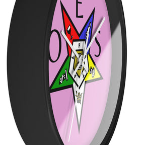 OES Clock - Colorful Emblem with OES Lettering on Pink Dial - Bricks Masons