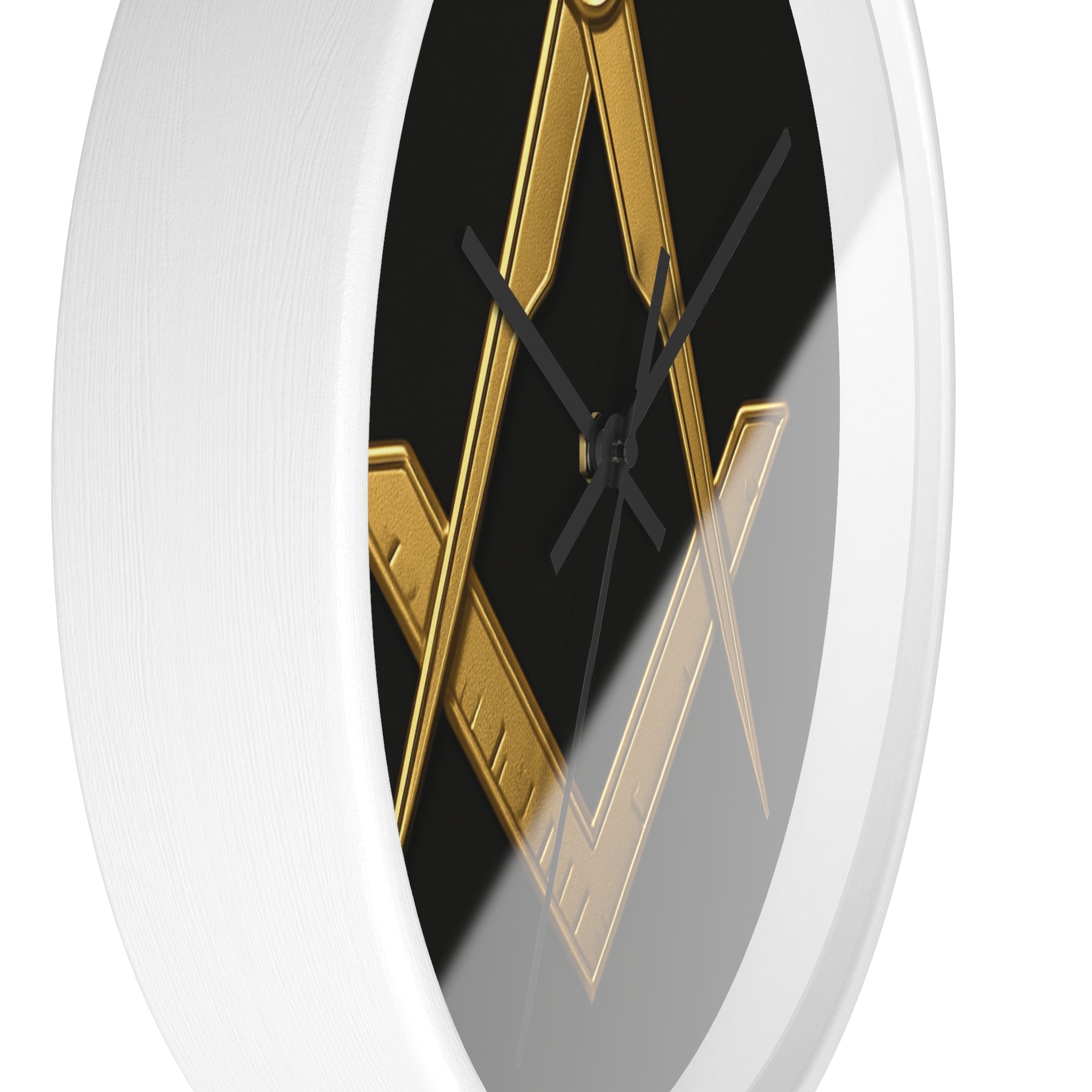 Master Mason Blue Lodge Clock - Classic Square & Compass on Wood Frame - Bricks Masons