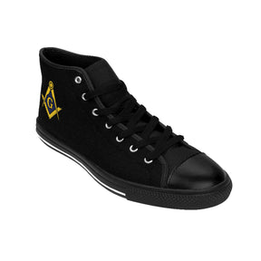 Master Mason Blue Lodge Sneaker - Black with Gold S&C G Nylon Canvas - Bricks Masons