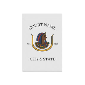 DOI Yard Flag - White Poly Poplin With Personalization - Bricks Masons