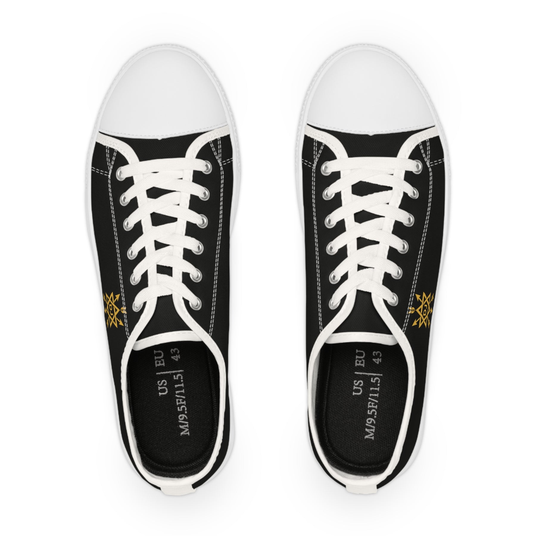 Order of the Secret Monitor Sneaker - Low Top Sneaker Black & White Golden Emblem - Bricks Masons