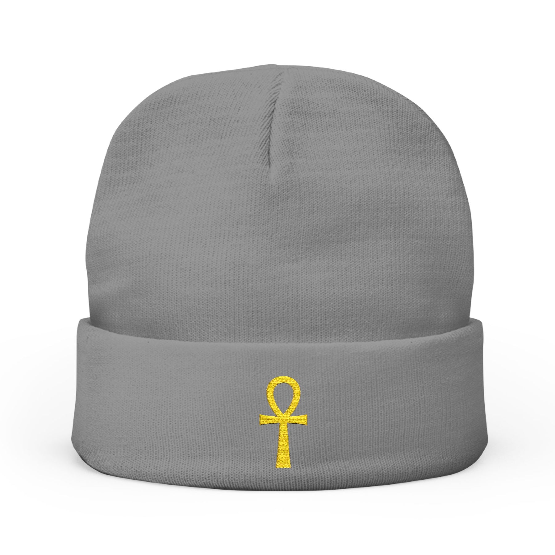 Ancient Egypt Beanie - Knit Embroidery Ankh - Bricks Masons