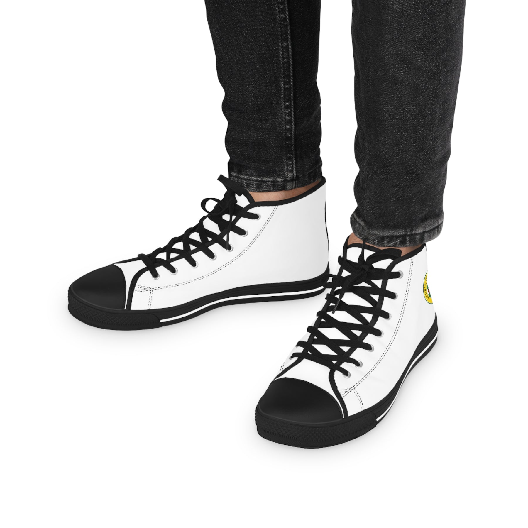 Royal Order of Scotland Sneaker - High Top Black & White Sole - Bricks Masons