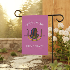 DOI Yard Flag - Pink Poly Poplin With Personalization - Bricks Masons