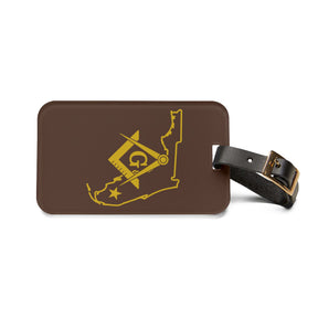 Master Mason Blue Lodge Luggage Tag - Florida Mason With Black Leather Strap - Bricks Masons