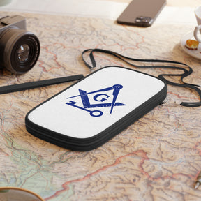 International Masons Passport Wallet - Blue & White With Shoulder & Wrist Strap - Bricks Masons