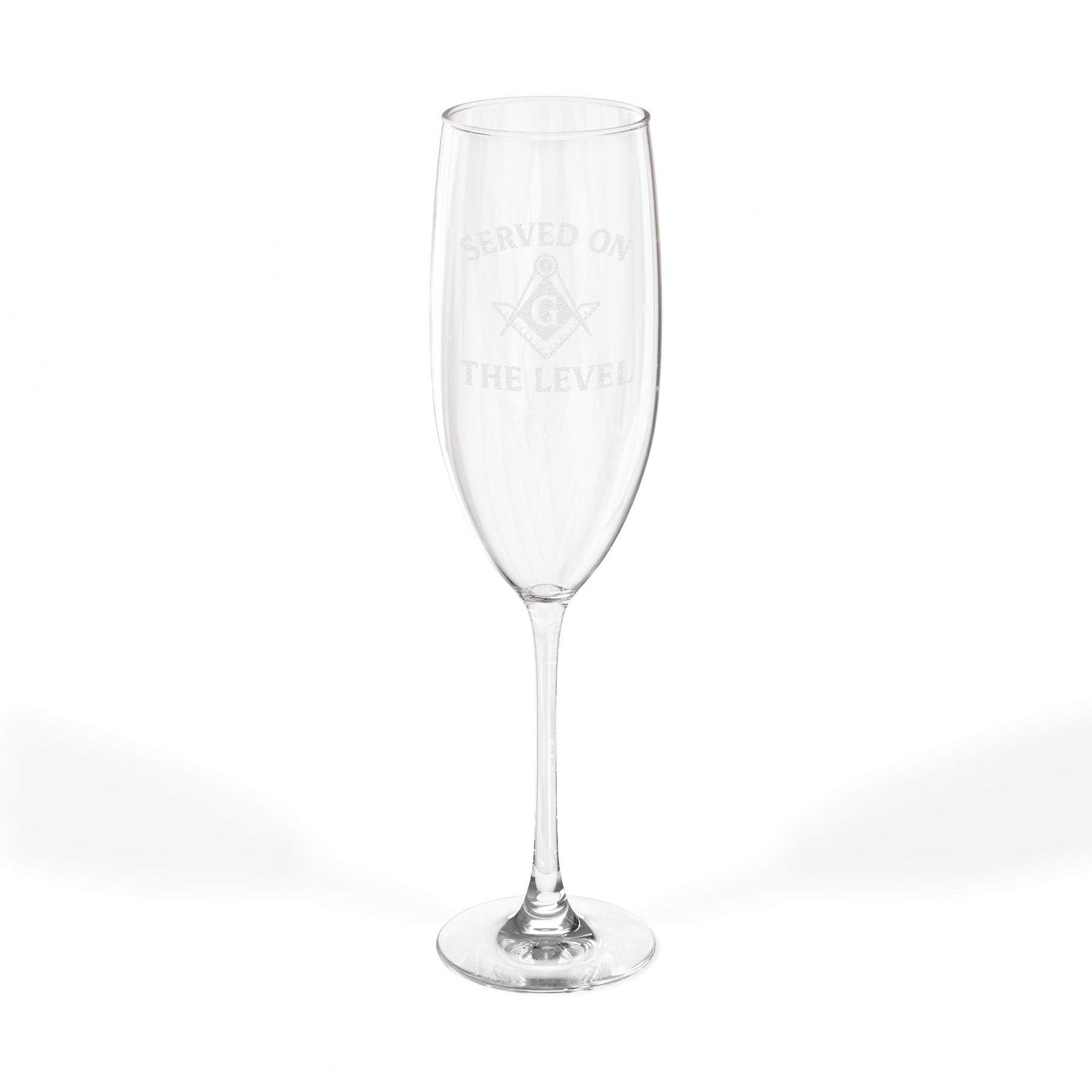 Master Mason Blue Lodge Champagne Flute - Served On The Level Square & Compass G - Bricks Masons