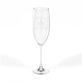 Master Mason Blue Lodge Champagne Flute - Served On The Level Square & Compass G - Bricks Masons