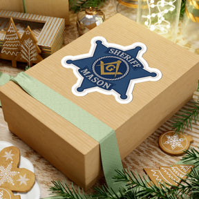 Master Mason Blue Lodge Sticker Decal - Kiss-Cut Blue Sheriff Star - Bricks Masons