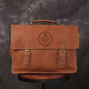 Master Mason Blue Lodge Briefcase - Handmade Leather