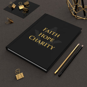 Master Mason Blue Lodge Journal - Faith Hope & Charity with Square & Compasses Emblem