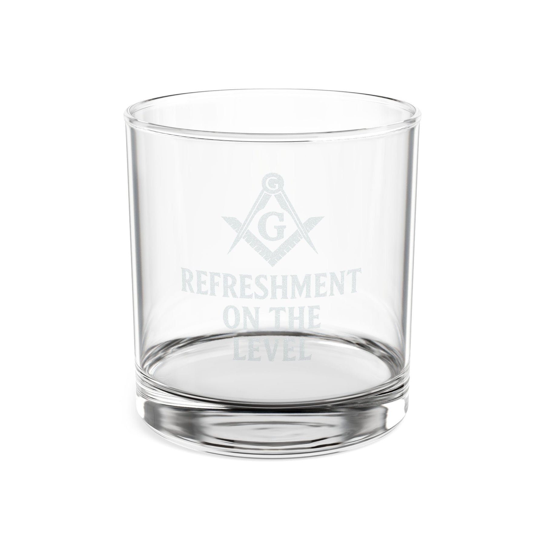 Master Mason Blue Lodge Whiskey Glass - Square & Compass G Refreshment On The Level