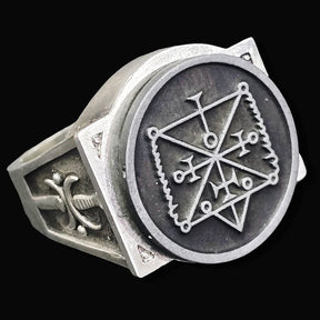 Demon Ring 57 PRESIDENT OSE 72 Demons Lesser Key of Solomon Goetia In Silver 2.2 cm x 1.8 cm 18 Gr Art 1835 - Bricks Masons