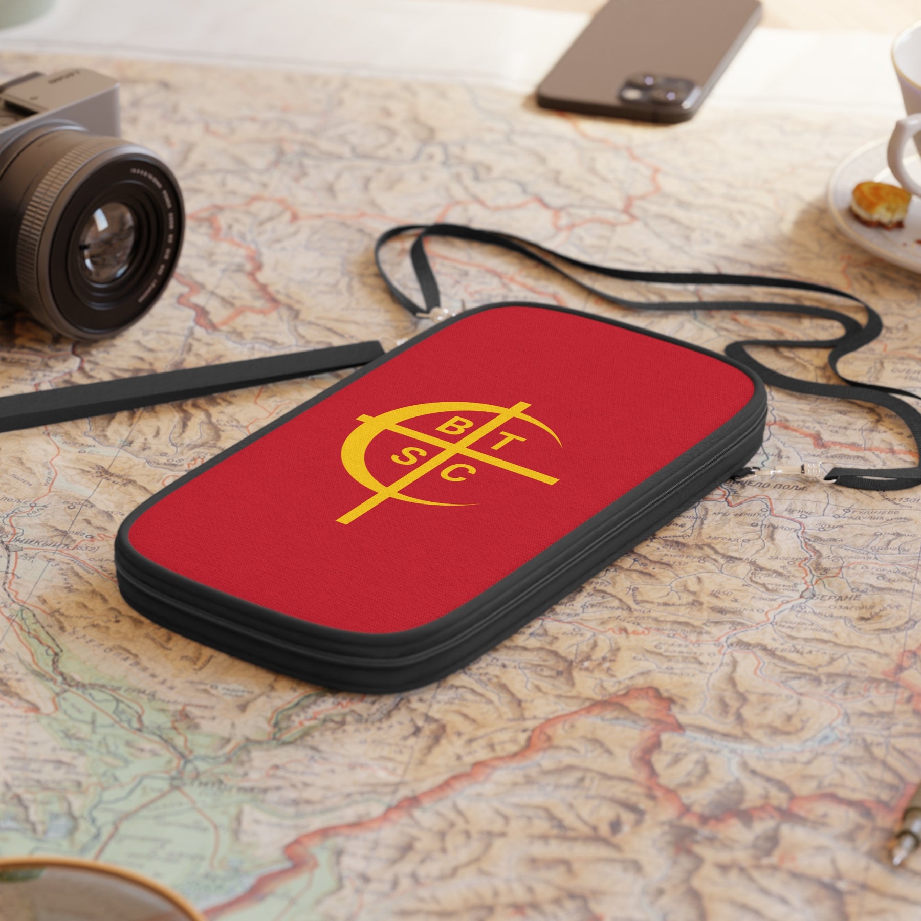Council of Crusaders Passport Wallet - Red With Shoulder & Wrist Strap - Bricks Masons