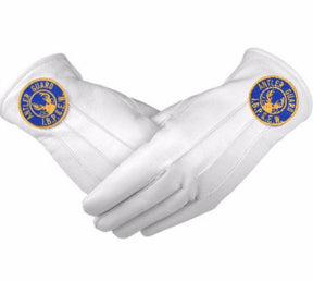 Antlered Guard Elks of the World Gloves - White Leather - Bricks Masons