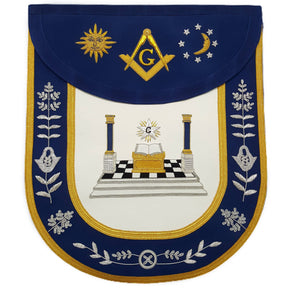 Master Mason Blue Lodge Apron - Altar, Sun, Moon & Pillars