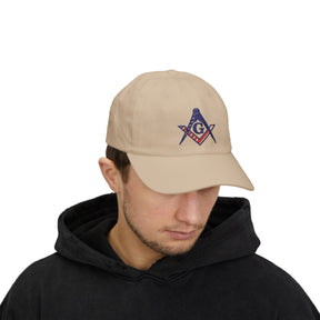 Master Mason Blue Lodge Baseball Cap - Embroidered Patriotic Masonic Dad Cap American Flag - Bricks Masons