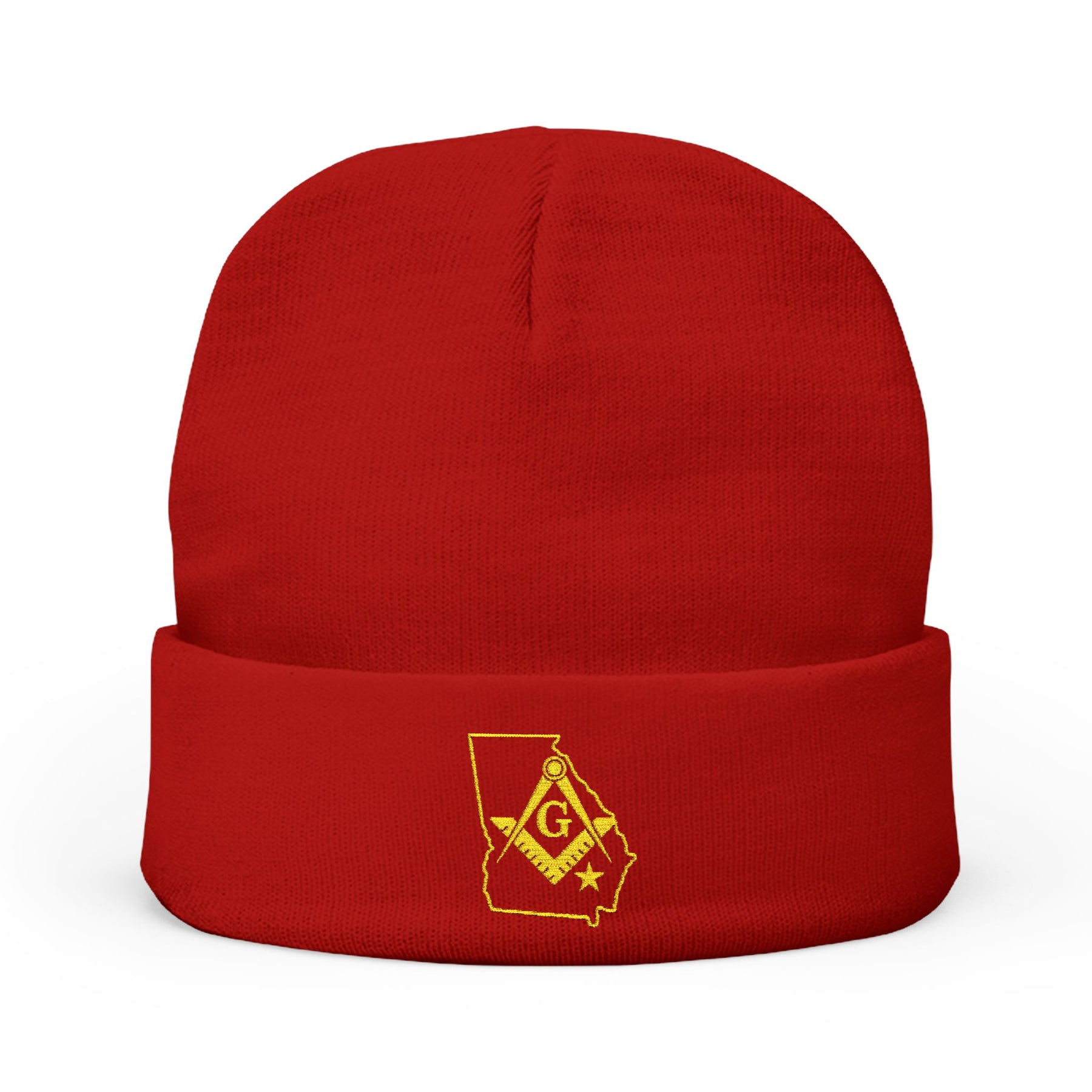 Master Mason Blue Lodge Beanie - Knit Embroidery Georgia Mason - Bricks Masons