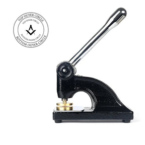 Blue Lodge Long Reach Seal Press - Heavy Embossed Stamp Black Color Customizable - Bricks Masons