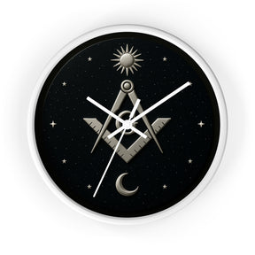 Master Mason Blue Lodge Clock - S&C on Wooden Frame with Plexiglass Cover - Bricks Masons