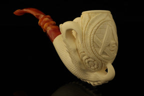 Master Mason Blue Lodge Meerschaum Pipe - Handcrafted Square and Compass G - Bricks Masons