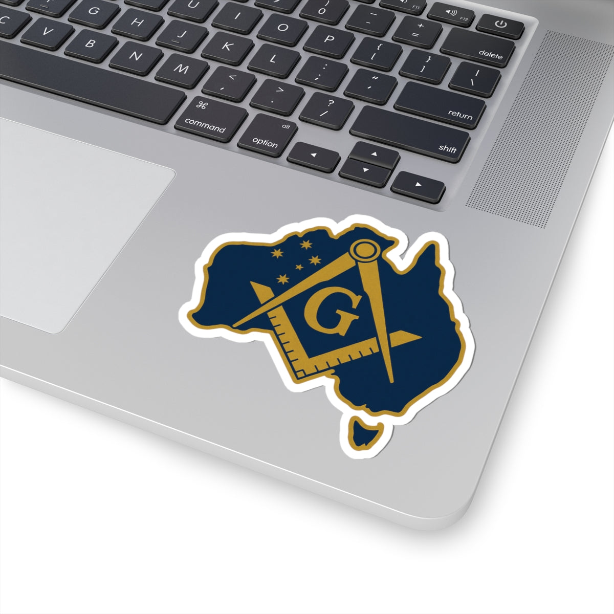 Master Mason Blue Lodge Australia Jurisdiction Sticker Decal - Kiss-Cut Golden Square & Compass G - Bricks Masons