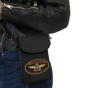 Widows Sons Cell Phone Wallet - Black Microfiber Leather With Adjustable Strap - Bricks Masons