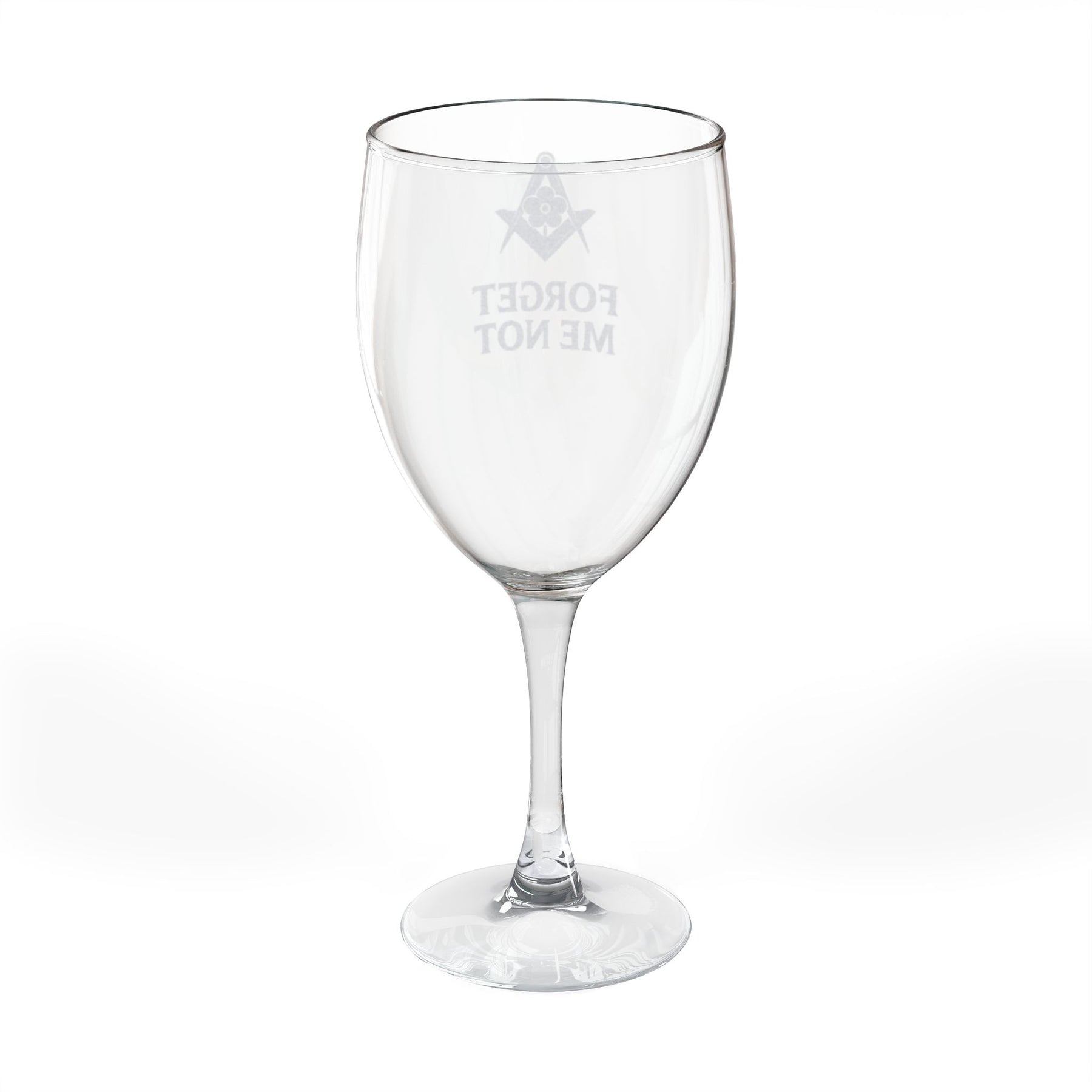 Master Mason Blue Lodge Wine Glass - Square & Compass Forget Me Not
