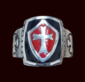 Knights Templar Ring Silver 1.7 cm enamelled Art 282 - Bricks Masons