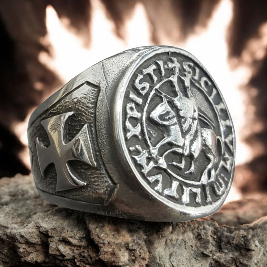 Knights Templar Ring in Silver 1.6 cm 9 g Art 289 - Bricks Masons