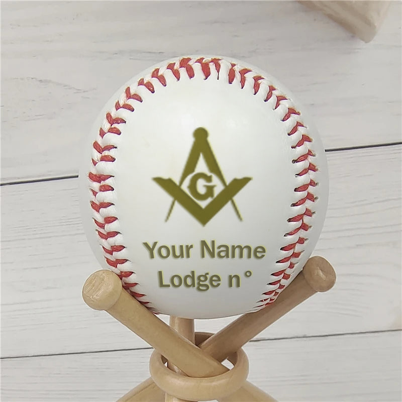 Master Mason Blue Lodge Baseball -1pc  Handmade Soft Customized Baseball Ball - Bricks Masons