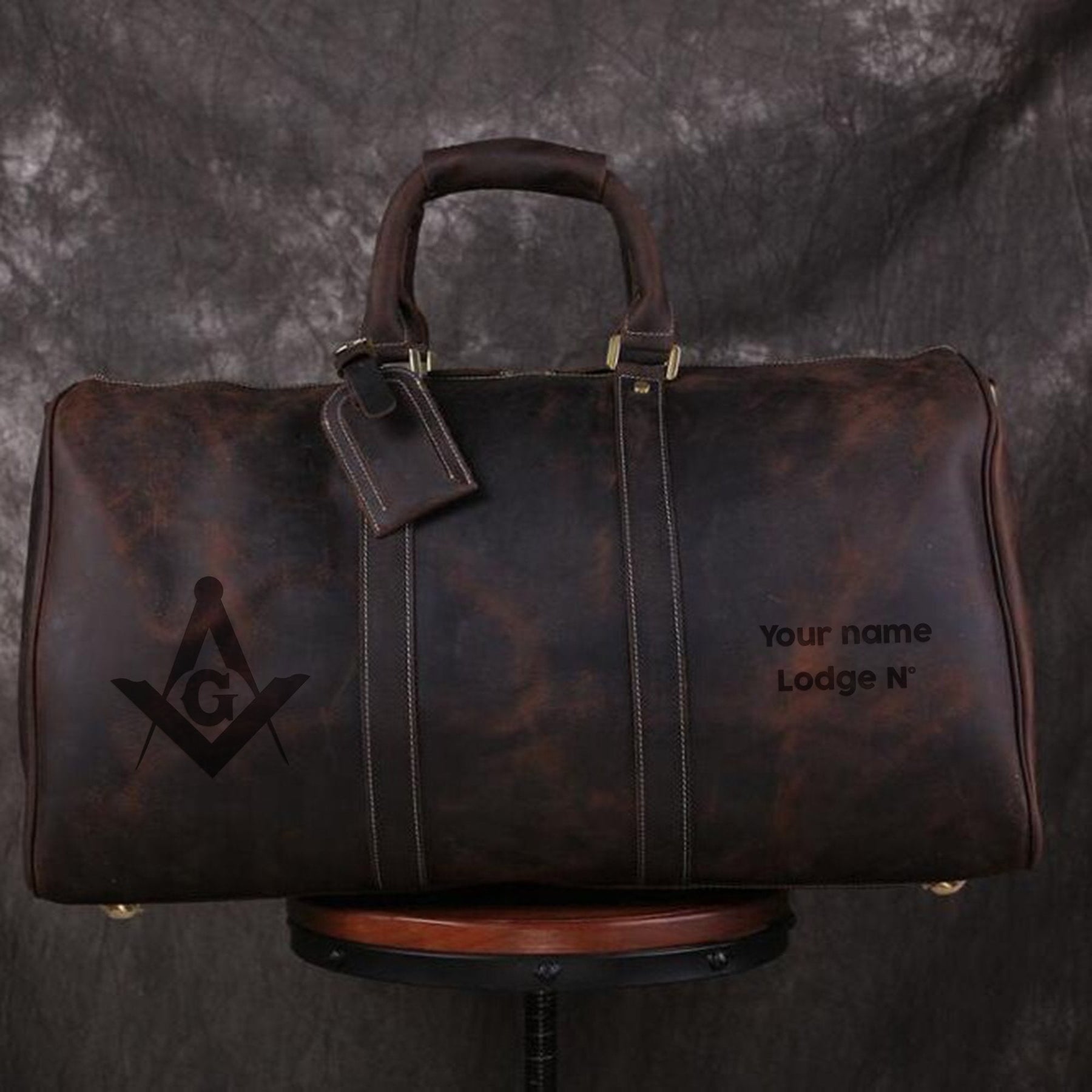 Master Mason Blue Lodge Travel Bag - Handmade Genuine Leather