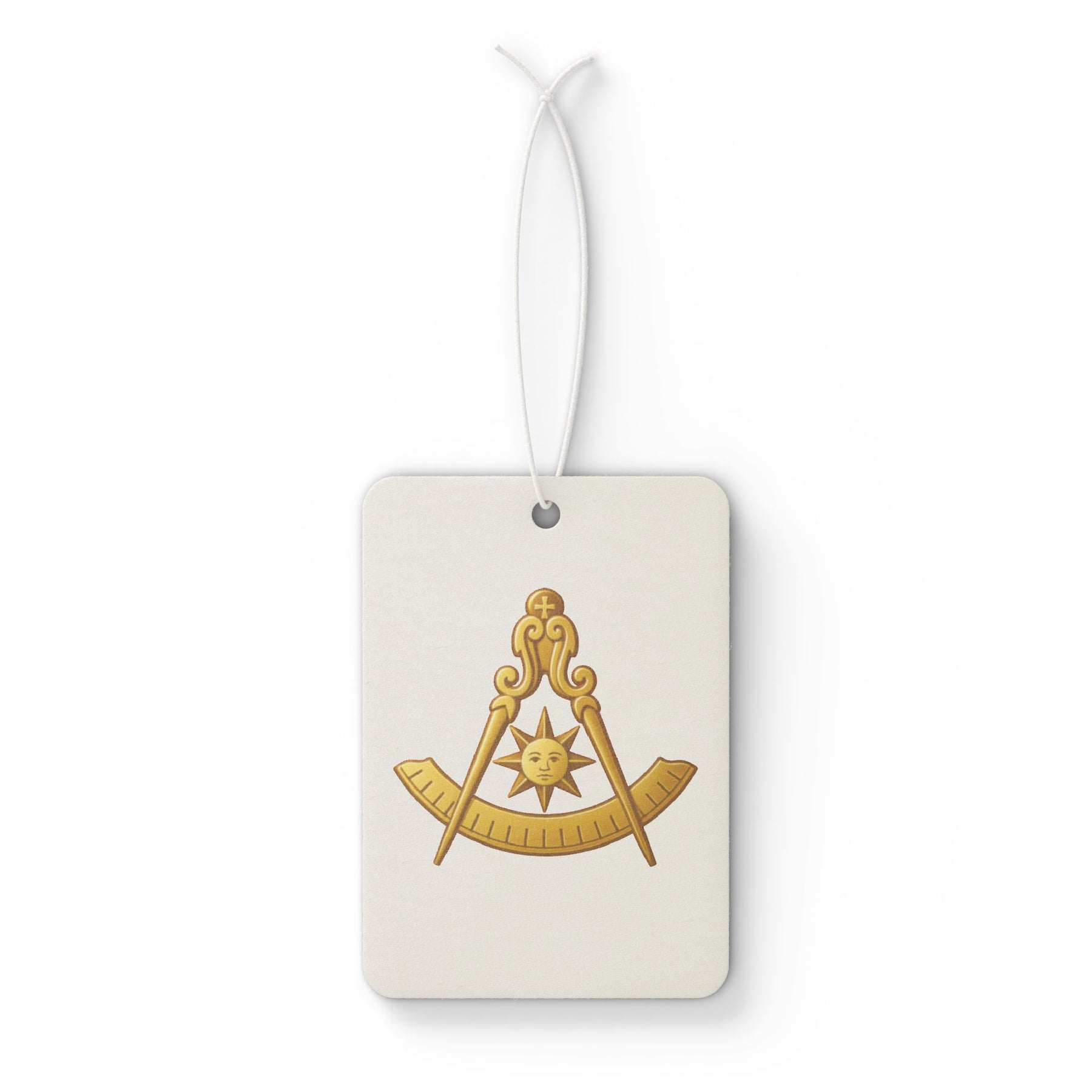 Past Master Blue Lodge Car Air Freshener - Compass & Quadrant with Sun Emblem - Bricks Masons