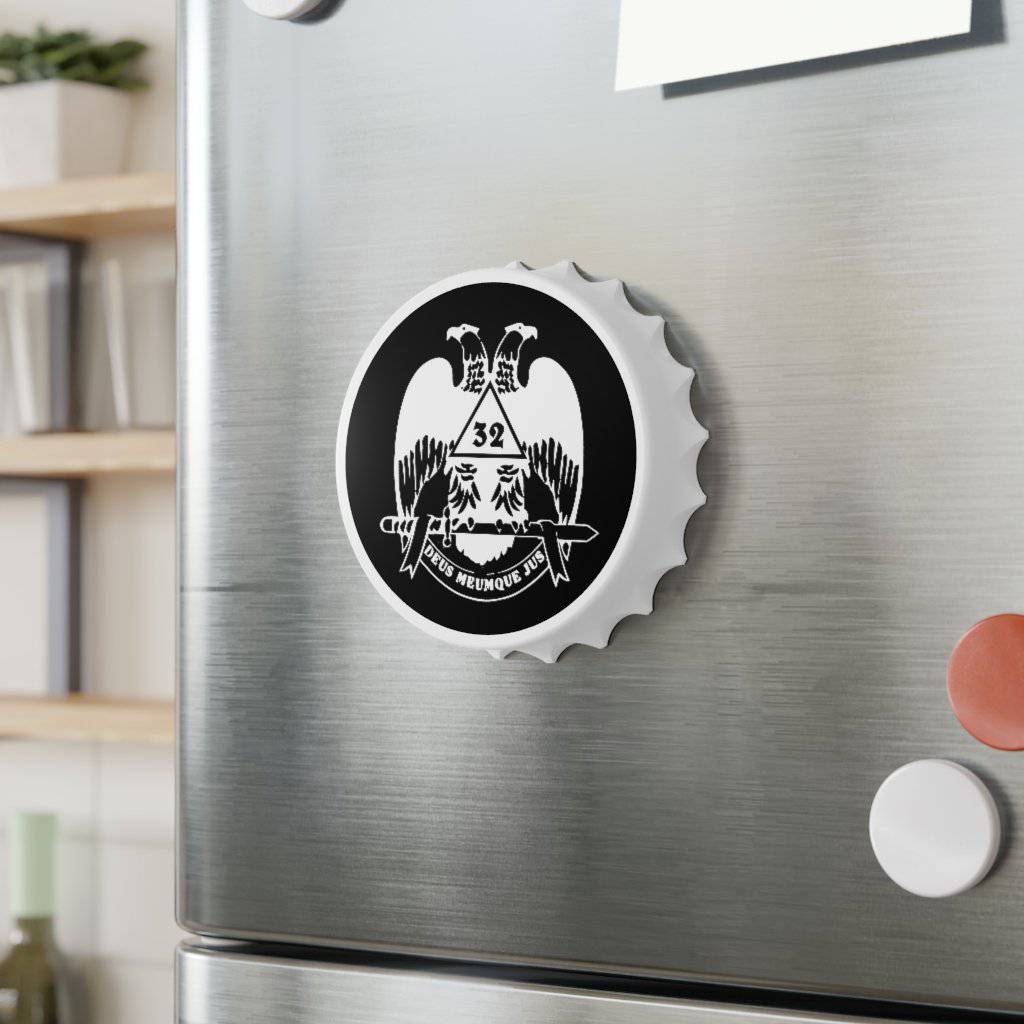 32nd Degree Scottish Rite Bottle Opener - Wings Down Black & White - Bricks Masons